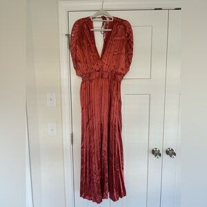Dusty Rose Deep V Midi Dress